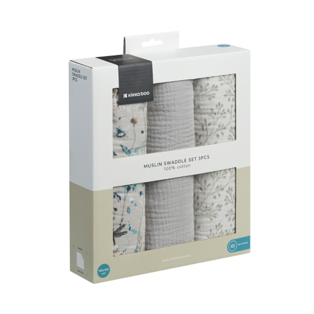 دستمال خشک کن سه عددی طرحدار کیکابو dreamy fields grey
